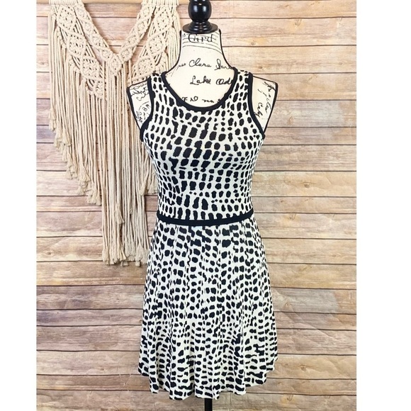 Revolve | Trina Turk ‘Huxley’ Black Crocodile Print Knit Fit & Flare Midi Dress - Picture 2 of 10